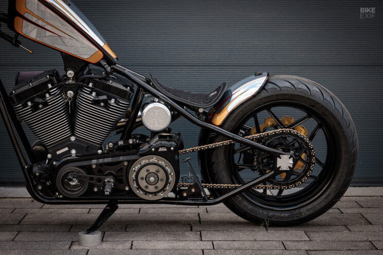 Performance chopper with West Coast Choppers CFL frame and S&S Cycle motor, by MB Cycles