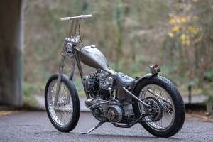 1967 Harley Shovelhead hardtail chopper by Chris Hatton at Left Hand Choppers